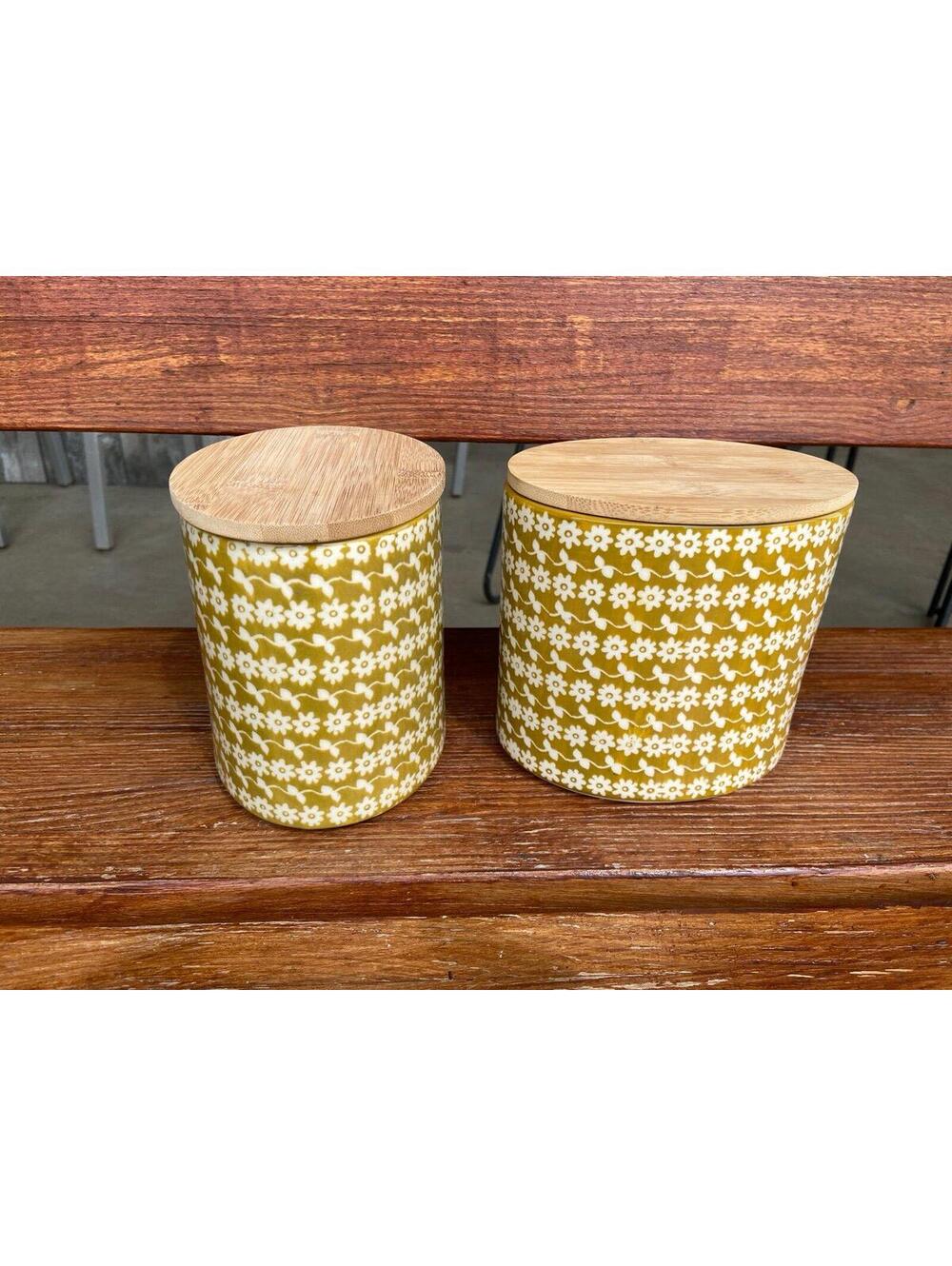 Stoneware Canisters Set Decorative Ceramic Kitchen Storage Jars‎ with Lids Cream
